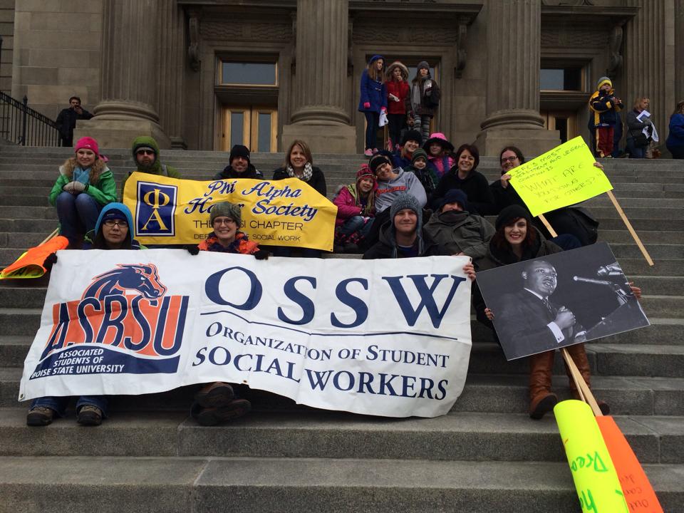 Organization of Student Social Workers at Martin Luther King Jr March on Idaho Capitol steps