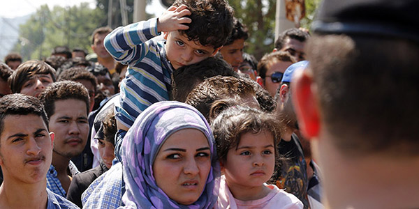 Refugees in crowd